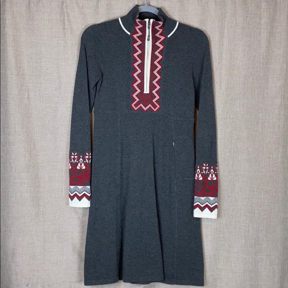 Athleta Gray Print Long Sleeve Dress Size Small